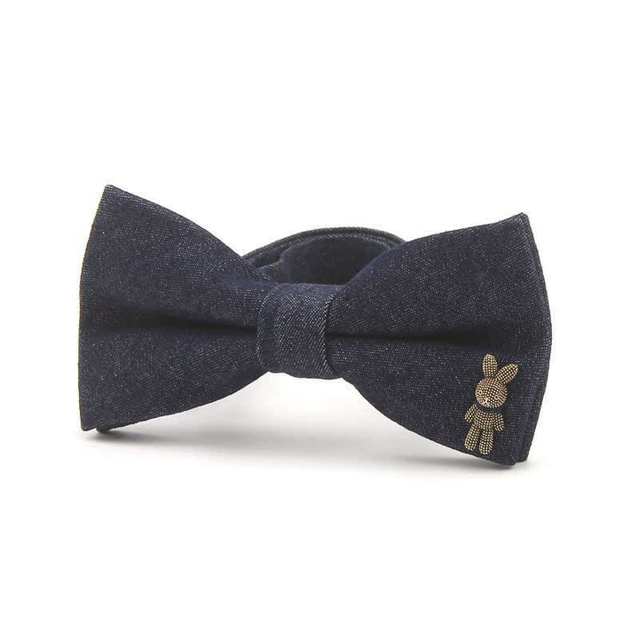 Papillon in cotone denim con decorazioni metalliche blu navy scuro da uomo - Stile n. 1 - image 1