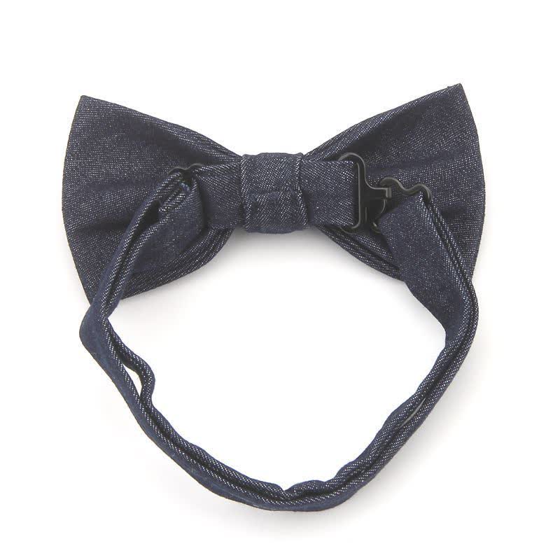 Papillon in cotone denim con decorazioni metalliche blu navy scuro da uomo