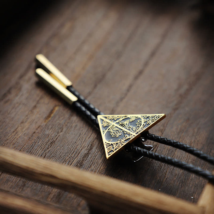 Cravatta Bolo Triangolo Doni della Morte Oro Scuro e Nero