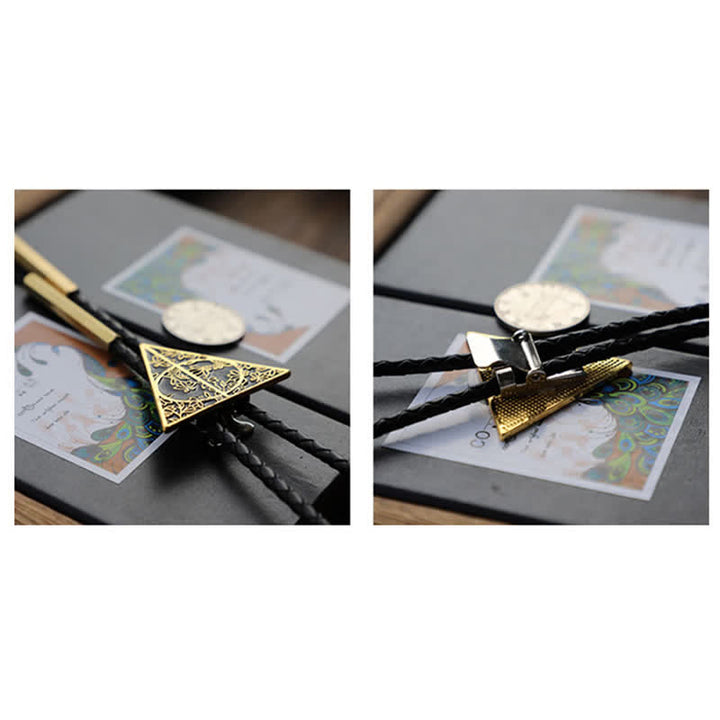 Cravatta Bolo Triangolo Doni della Morte Oro Scuro e Nero