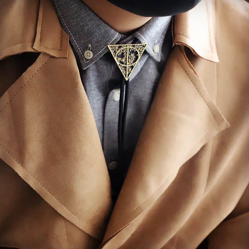 Cravatta Bolo Triangolo Doni della Morte Oro Scuro e Nero