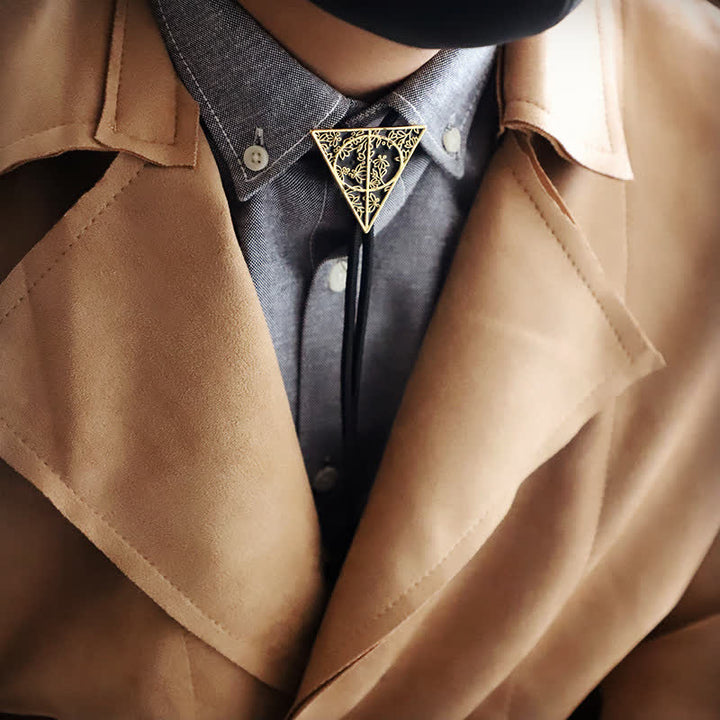 Cravatta Bolo Triangolo Doni della Morte Oro Scuro e Nero