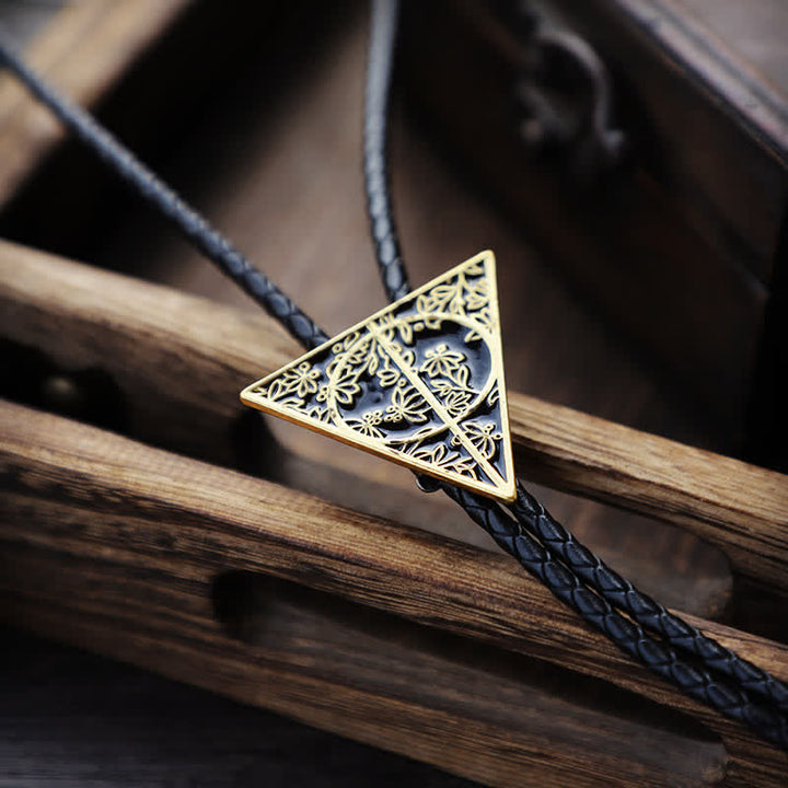 Cravatta Bolo Triangolo Doni della Morte Oro Scuro e Nero