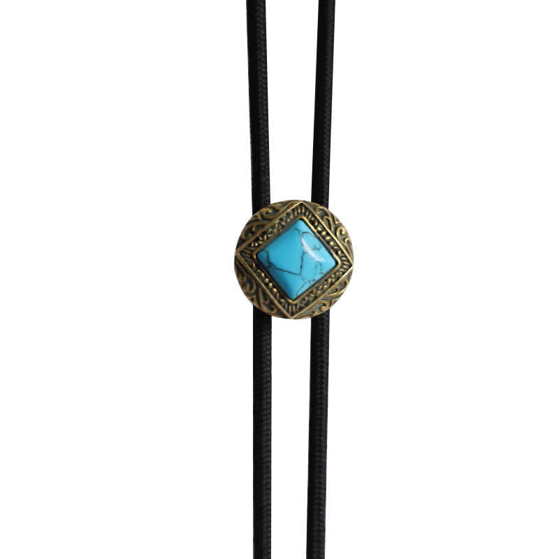 Cravatta bolo in finta pietra turchese color rame - image 4