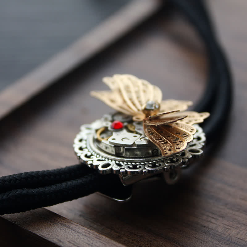 Cravatta Bolo con ciondolo a farfalla 3D Steampunk - Rosso - Corda - image 6