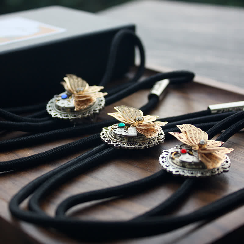 Cravatta Bolo con ciondolo a farfalla 3D Steampunk