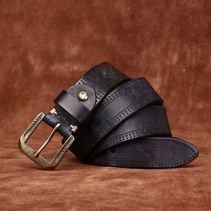 Cintura in pelle di jeans casual retrò usurata da uomo