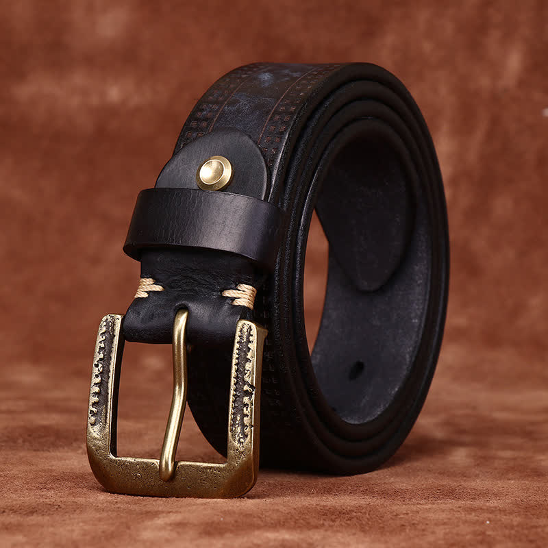 Cintura in pelle di jeans casual retrò usurata da uomo