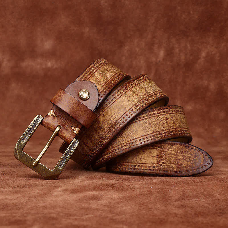 Cintura in pelle di jeans casual retrò usurata da uomo