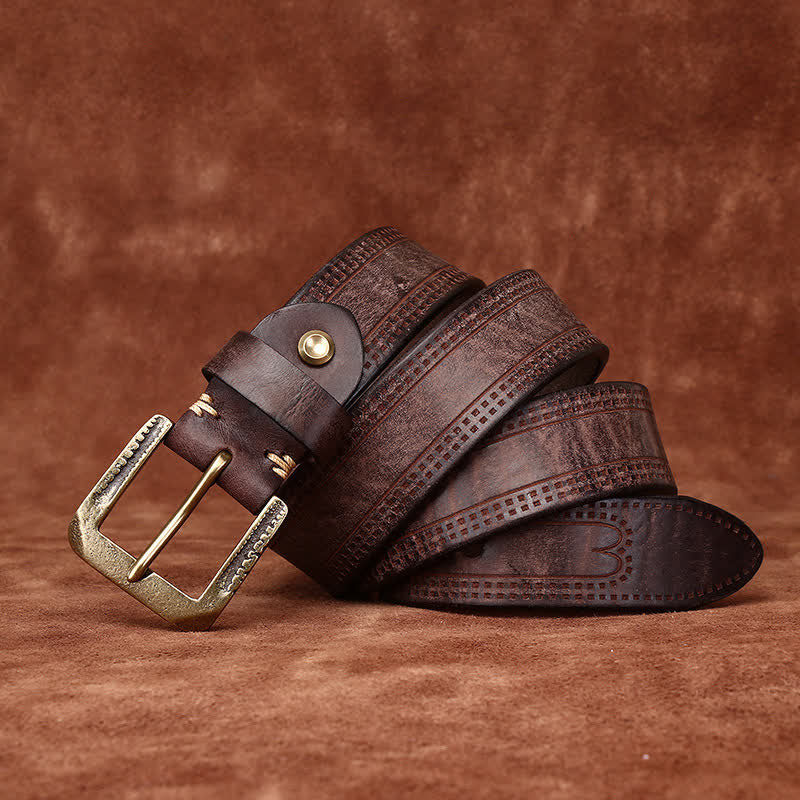 Cintura in pelle di jeans casual retrò usurata da uomo