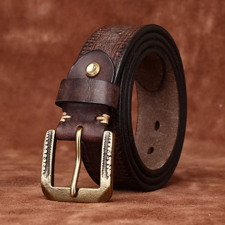 Cintura in pelle di jeans casual retrò usurata da uomo