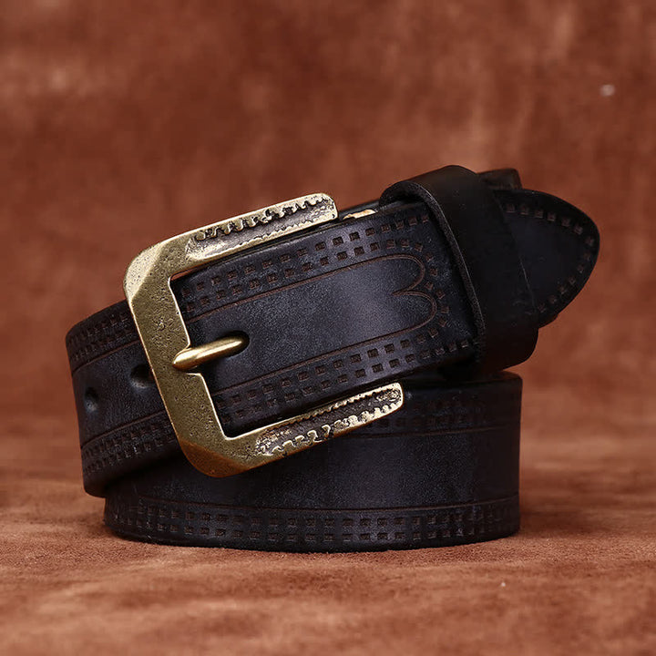 Cintura in pelle di jeans casual retrò usurata da uomo