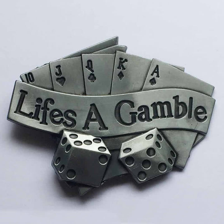 Cintura in pelle con fibbia da poker "Life's A Gamble" fai da te da uomo