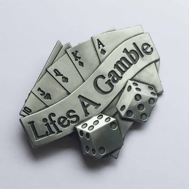 Cintura in pelle con fibbia da poker "Life's A Gamble" fai da te da uomo