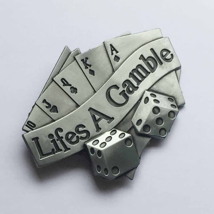 Cintura in pelle con fibbia da poker "Life's A Gamble" fai da te da uomo