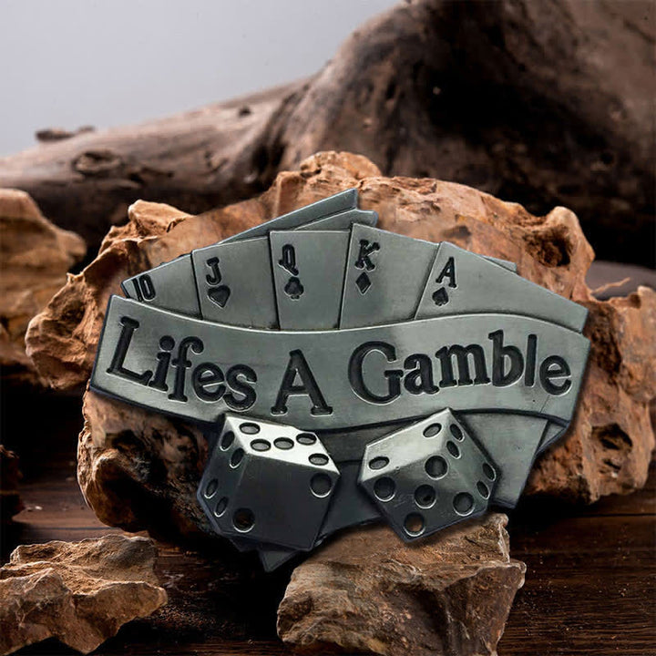 Cintura in pelle con fibbia da poker "Life's A Gamble" fai da te da uomo