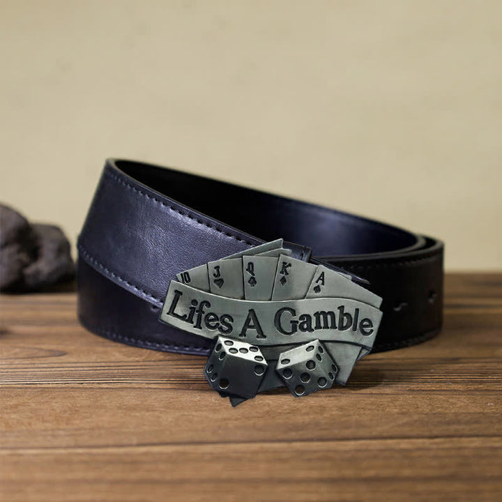 Cintura in pelle con fibbia da poker "Life's A Gamble" fai da te da uomo
