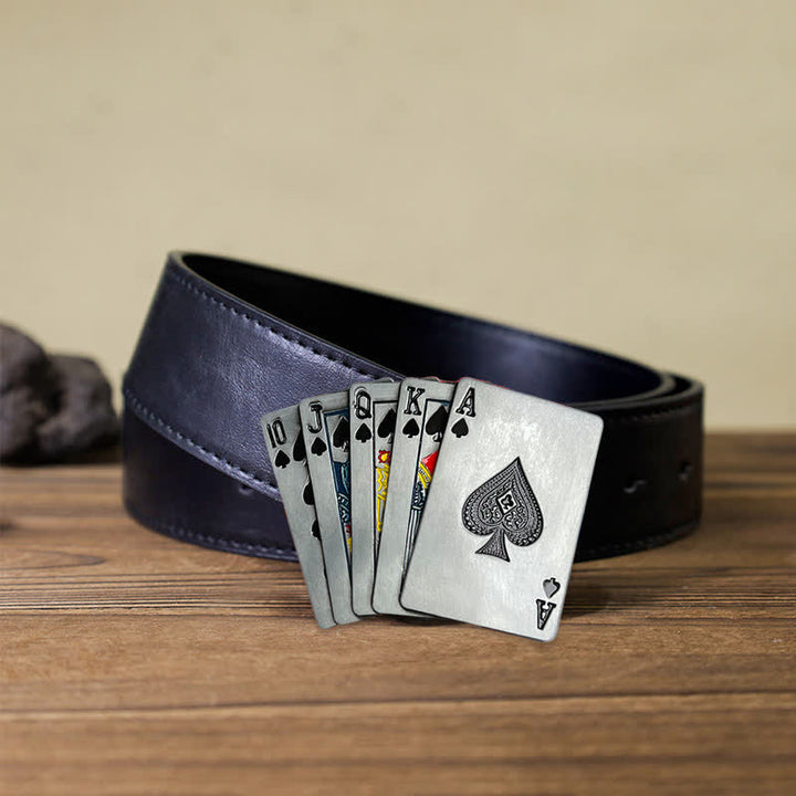 Cintura in pelle con fibbia da poker per gioco da casinò fai da te da uomo