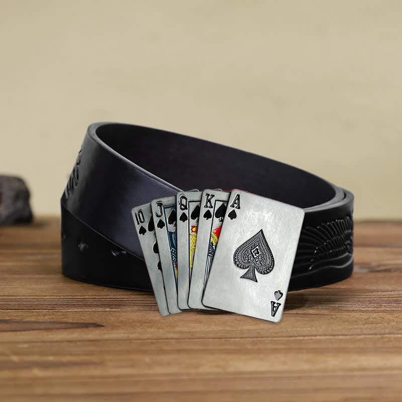 Cintura in pelle con fibbia da poker per gioco da casinò fai da te da uomo