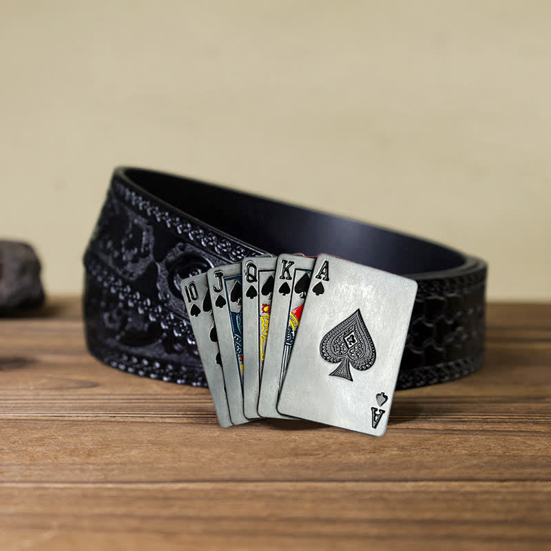 Cintura in pelle con fibbia da poker per gioco da casinò fai da te da uomo
