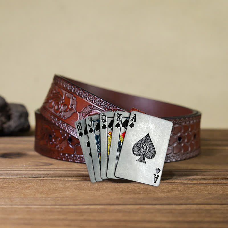 Cintura in pelle con fibbia da poker per gioco da casinò fai da te da uomo