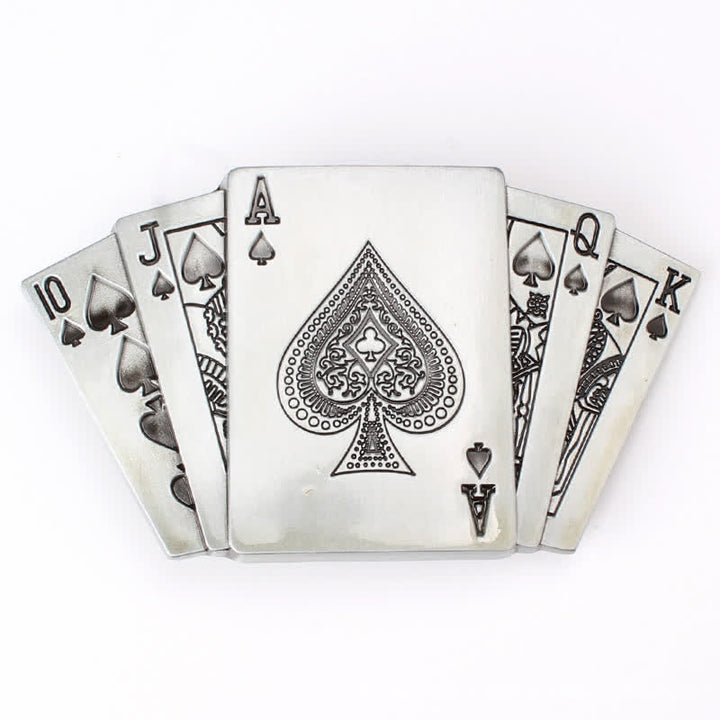 Cintura in pelle con fibbia Royal Flush da poker fai da te da uomo