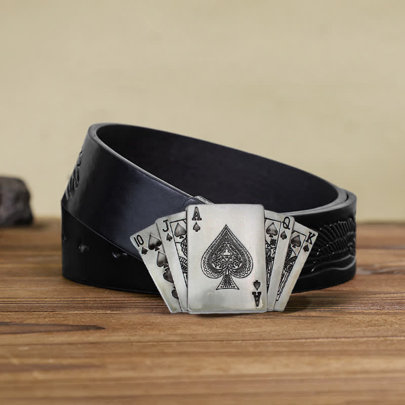 Cintura in pelle con fibbia Royal Flush da poker fai da te da uomo