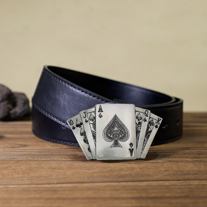 Cintura in pelle con fibbia Royal Flush da poker fai da te da uomo