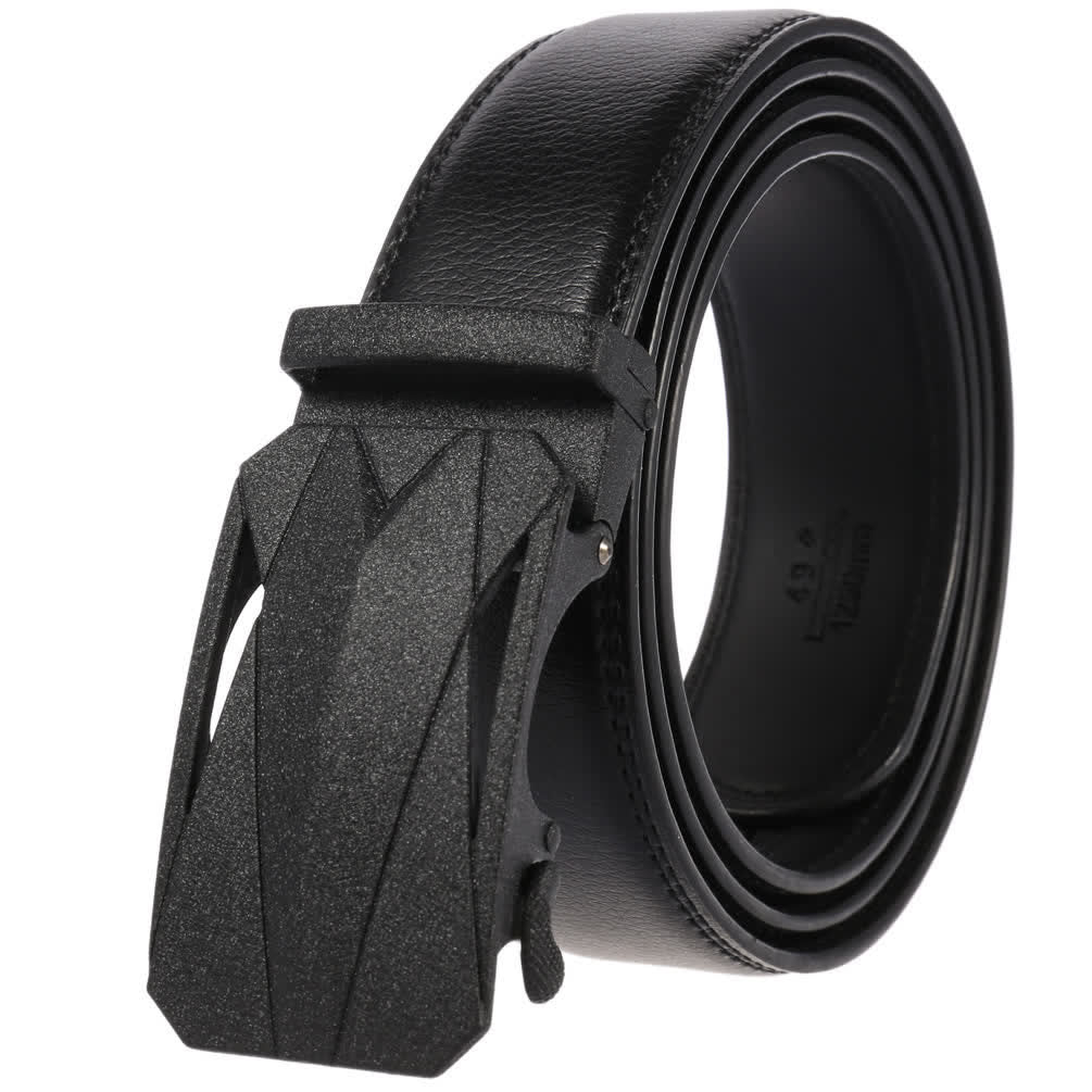 Cintura in pelle con fibbia automatica da uomo, formale, per tutti i giorni - Nero opaco / Nero - 46 - image 7