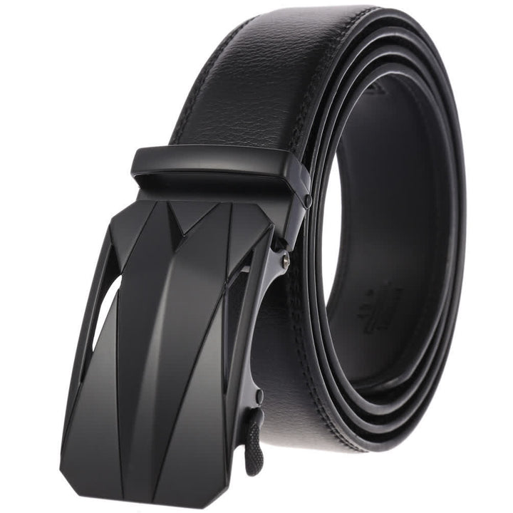 Cintura in pelle con fibbia automatica da uomo, formale, per tutti i giorni - Nero / Nero - 46 - image 12
