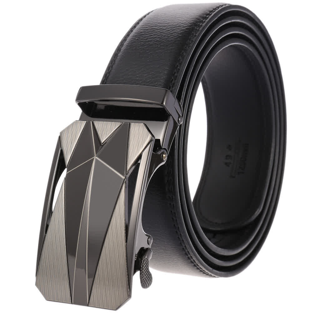 Cintura in pelle con fibbia automatica da uomo, formale, per tutti i giorni - Grigio / Nero - 46 - image 17