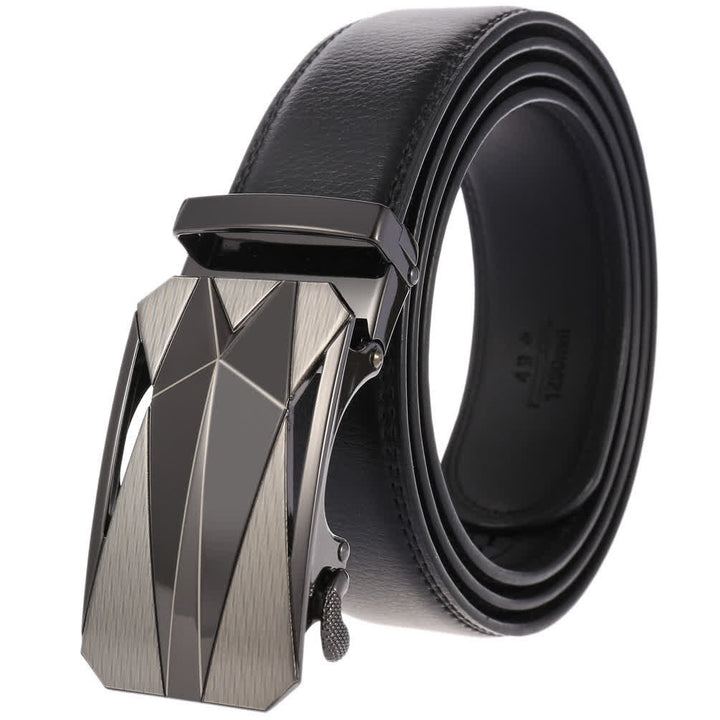 Cintura in pelle con fibbia automatica da uomo, formale, per tutti i giorni - Grigio / Nero - 46 - image 17