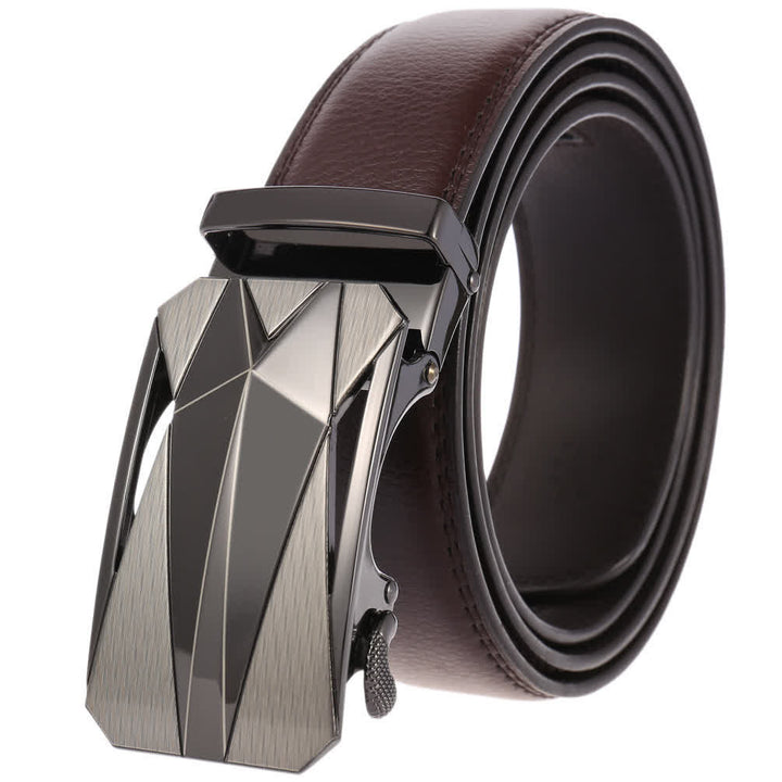 Cintura in pelle con fibbia automatica da uomo, formale, per tutti i giorni - Grigio / Marrone - 46 - image 14