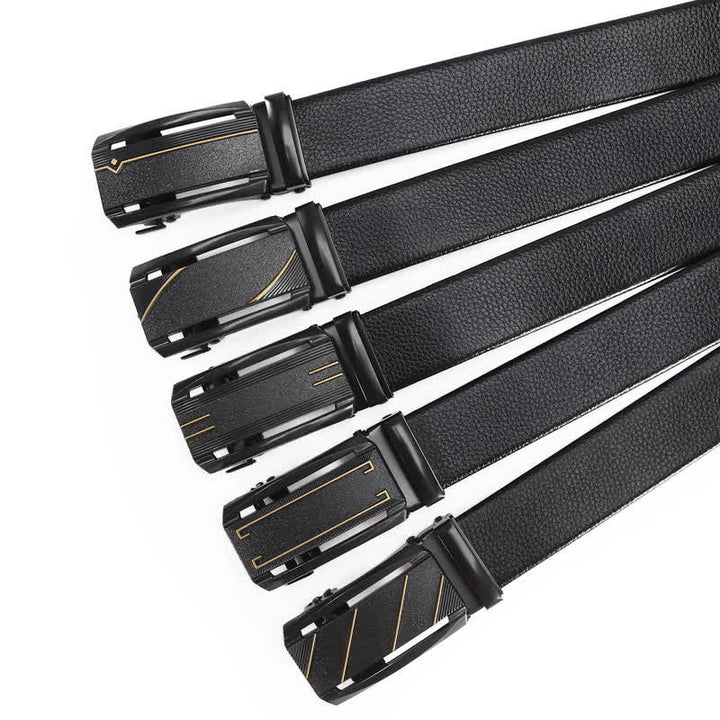 Cintura in pelle con fibbia automatica Full Black Gold Line da uomo - image 1