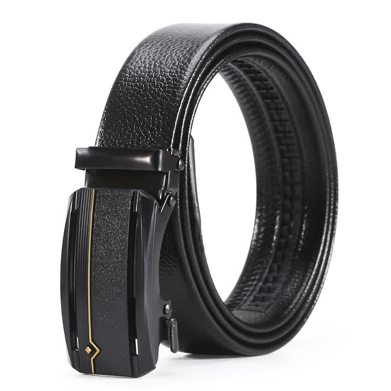 Cintura in pelle con fibbia automatica Full Black Gold Line da uomo - Stile n. 2 - 42 - image 5