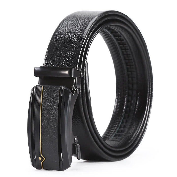 Cintura in pelle con fibbia automatica Full Black Gold Line da uomo - Stile n. 2 - 42 - image 5