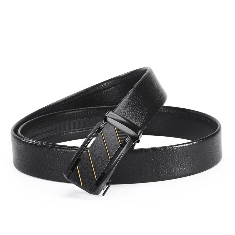 Cintura in pelle con fibbia automatica Full Black Gold Line da uomo - image 3