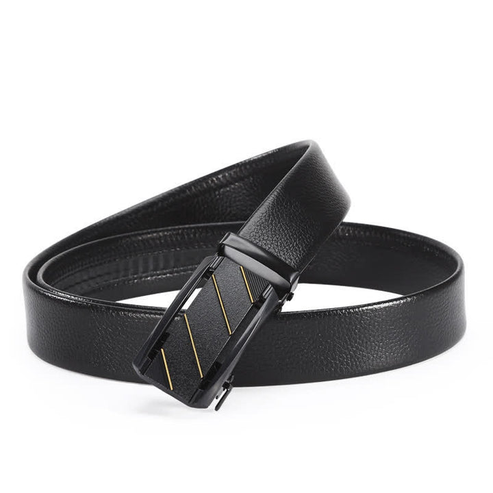 Cintura in pelle con fibbia automatica Full Black Gold Line da uomo - image 3
