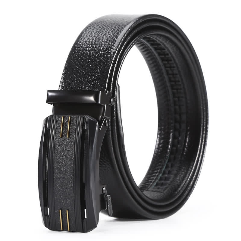 Cintura in pelle con fibbia automatica Full Black Gold Line da uomo - Stile n. 5 - 42 - image 8