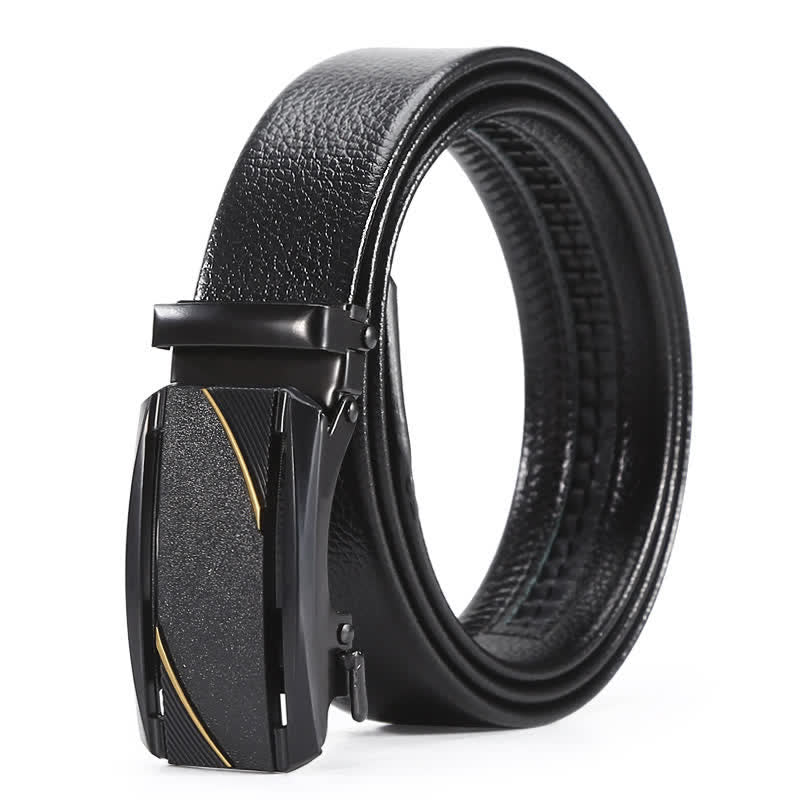 Cintura in pelle con fibbia automatica Full Black Gold Line da uomo - Stile n. 3 - 42 - image 6