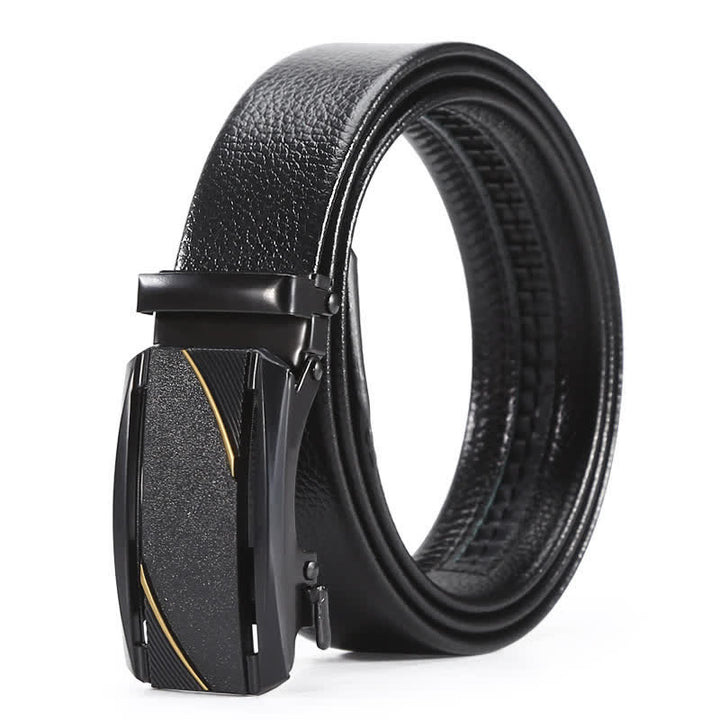 Cintura in pelle con fibbia automatica Full Black Gold Line da uomo - Stile n. 3 - 42 - image 6