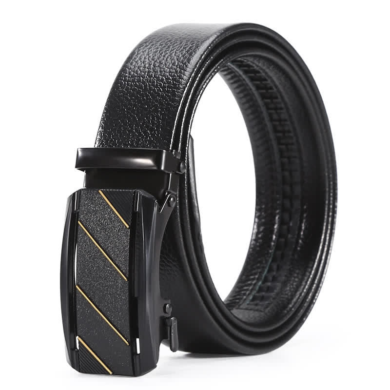 Cintura in pelle con fibbia automatica Full Black Gold Line da uomo - Stile n. 1 - 42 - image 2