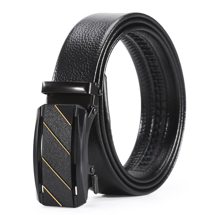 Cintura in pelle con fibbia automatica Full Black Gold Line da uomo - Stile n. 1 - 42 - image 2
