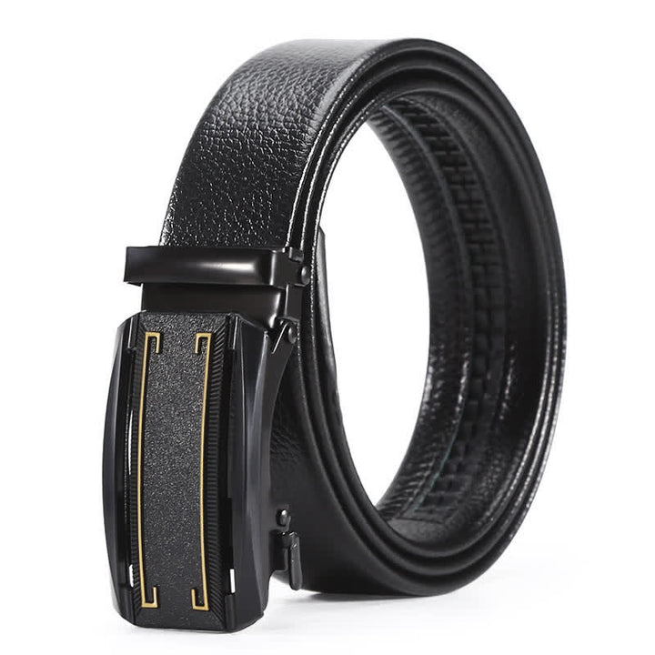 Cintura in pelle con fibbia automatica Full Black Gold Line da uomo - Stile n. 4 - 42 - image 7