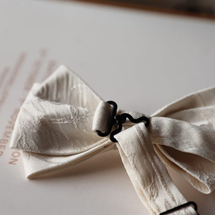 Papillon elegante da uomo in tinta unita bianco avorio - image 3