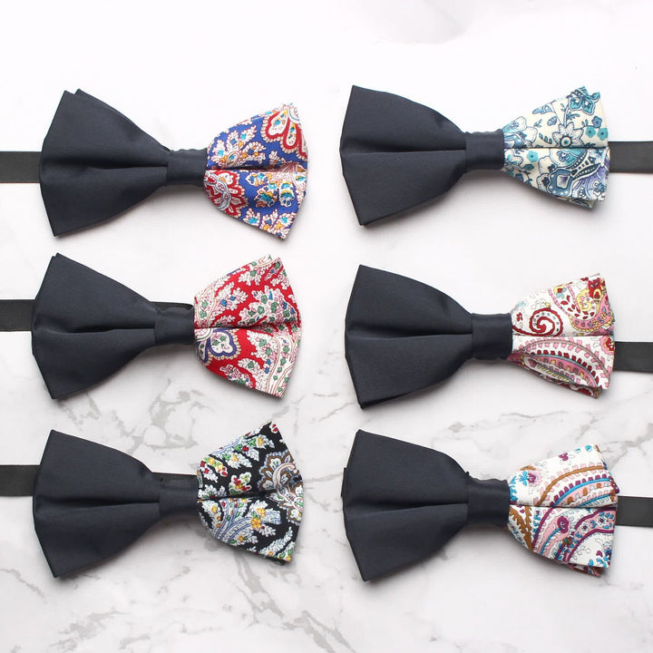Papillon nero con stampa paisley da uomo