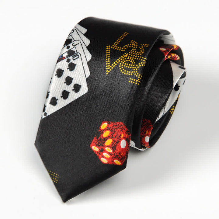 Cravatta da uomo a tema carte da gioco da poker - Nero - image 5