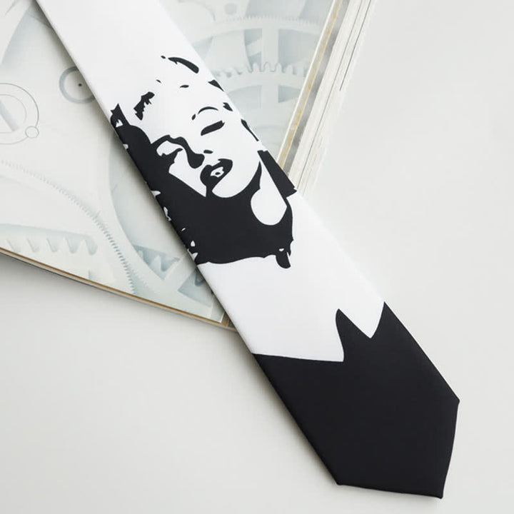 Cravatta da uomo stampata Monroe bianca e nera