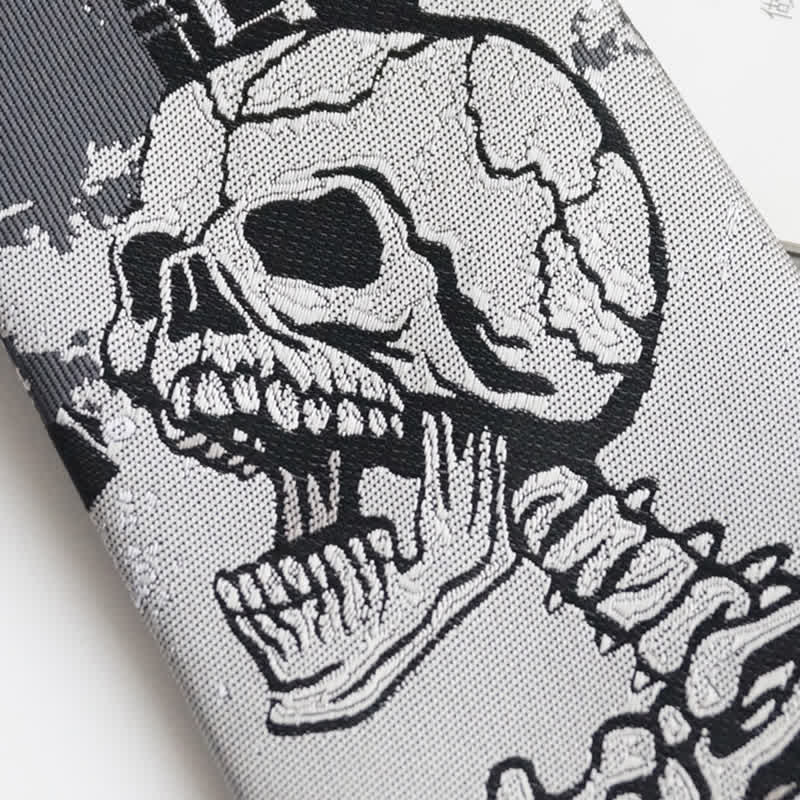 Cravatta da uomo con teschio grigio scuro stile rock punk