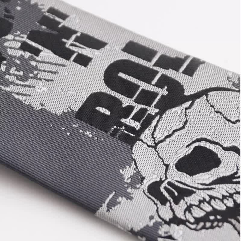Cravatta da uomo con teschio grigio scuro stile rock punk